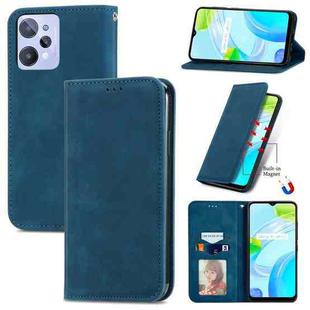 For Realme C31 Retro Skin Feel Magnetic Flip Leather Phone Case(Blue)