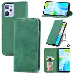 For Realme C31 Retro Skin Feel Magnetic Flip Leather Phone Case(Green)