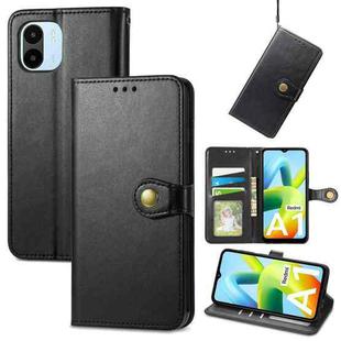 For Xiaomi Redmi A1 Retro Solid Color Buckle Leather Phone Case(Black)