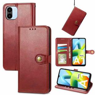 For Xiaomi Redmi A1 Retro Solid Color Buckle Leather Phone Case(Red)