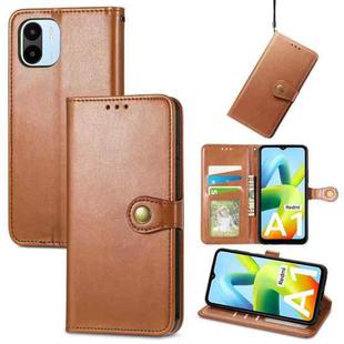 For Xiaomi Redmi A1 Retro Solid Color Buckle Leather Phone Case(Brown)