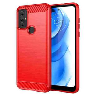 For Motorola Moto G Power 2020 Brushed Texture Carbon Fiber TPU Phone Case(Red)