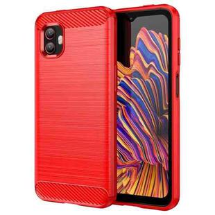 For Samsung Galaxy Xcover6 Pro Brushed Texture Carbon Fiber TPU Phone Case(Red)