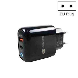 PD04 PD20W Type-C + QC18W USB Mobile Phone Charger with LED Indicator, EU Plug(Black)