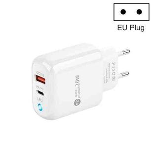 PD04 PD20W Type-C + QC18W USB Mobile Phone Charger with LED Indicator, EU Plug(White)