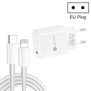 PD11 Single PD3.0 USB-C / Type-C 20W Fast Charger with 1m Type-C to 8 Pin Data Cable, EU Plug(White)