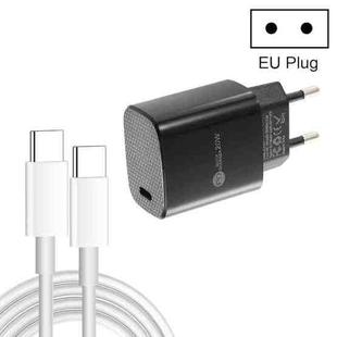 PD11 Single PD3.0 USB-C / Type-C 20W Fast Charger with 1m Type-C to Type-C Data Cable, EU Plug(Black)