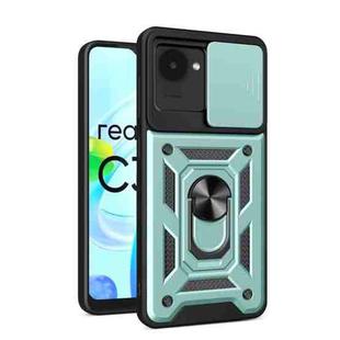 For Realme C30 4G India / Narzo 50i Prime Sliding Camera Cover Design Phone Case(Dark Green)