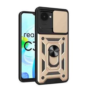 For Realme C30 4G India / Narzo 50i Prime Sliding Camera Cover Design Phone Case(Gold)