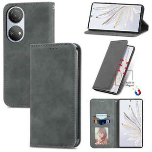 For Honor X7 Retro Skin Feel Magnetic Leather Phone Case(Gray)