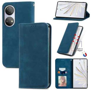 For Honor X7 Retro Skin Feel Magnetic Leather Phone Case(Blue)