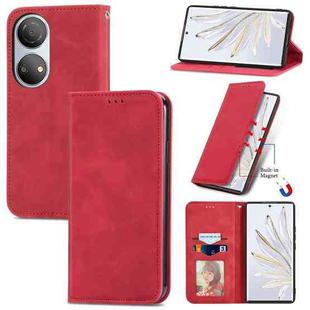 For Honor X7 Retro Skin Feel Magnetic Leather Phone Case(Red)