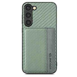 For Samsung Galaxy S23+ 5G Carbon Fiber Magnetic Card Bag Phone Case(Green)