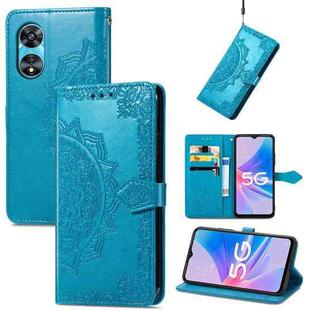 For OPPO A97 5G Mandala Flower Embossed Leather Phone Case(Blue)