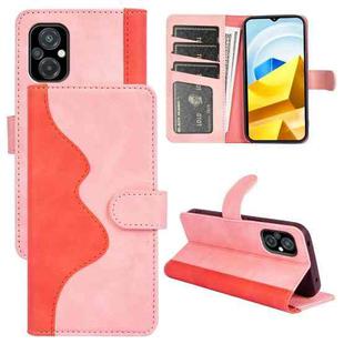 For Xiaomi Poco M5 4G Stitching Horizontal Flip Leather Phone Case(Pink Red)