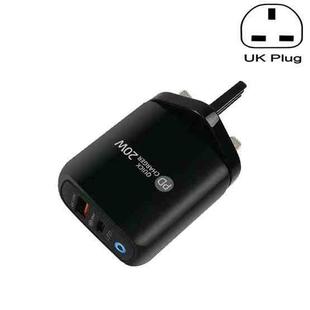 PD04 PD20W Type-C + QC18W USB Mobile Phone Charger with LED Indicator, UK Plug(Black)