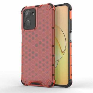 For Realme 10 Pro+ 5G Honeycomb Shockproof Phone Case(Red)