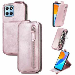 For Honor X8 5G Zipper Wallet Vertical Flip Leather Phone Case(Rose Gold)