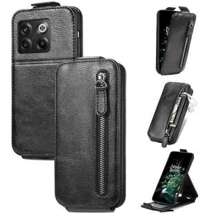For OnePlus 10T Zipper Wallet Vertical Flip Leather Phone Case(Black)