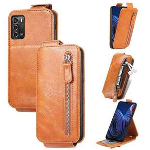 For ZTE Blade A72 4G Zipper Wallet Vertical Flip Leather Phone Case(Brown)
