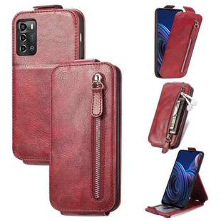 For ZTE Blade A72 4G Zipper Wallet Vertical Flip Leather Phone Case(Red)