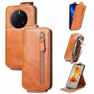 For Huawei Mate 50 Pro Zipper Wallet Vertical Flip Leather Phone Case(Brown)