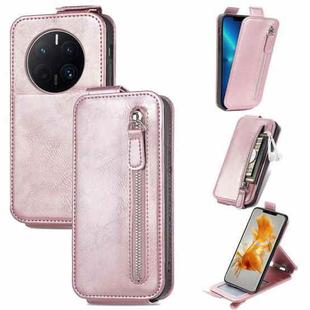 For Huawei Mate 50 Pro Zipper Wallet Vertical Flip Leather Phone Case(Rose Gold)