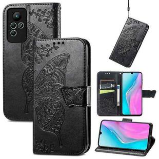 For Infinix Note 11 Butterfly Love Flower Embossed Leather Phone Case(Black)