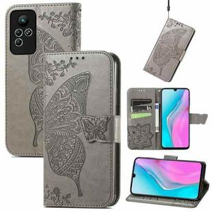 For Infinix Note 11 Butterfly Love Flower Embossed Leather Phone Case(Gray)
