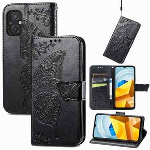 For Xiaomi Poco M5 Butterfly Love Flower Embossed Leather Phone Case(Black)