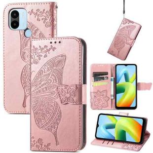 For Xiaomi Redmi A1+ Butterfly Love Flower Embossed Leather Phone Case(Rose Gold)