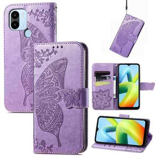 For Xiaomi Redmi A1+ Butterfly Love Flower Embossed Leather Phone Case(Lavender)