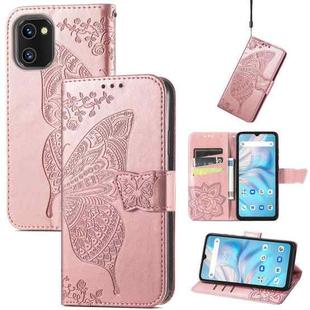 For UMIDIGI A13S Butterfly Love Flower Embossed Leather Phone Case(Rose Gold)