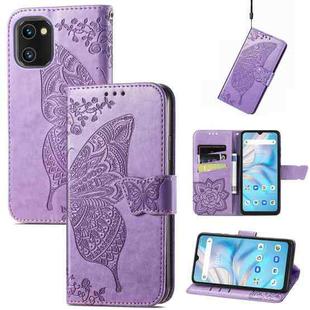 For UMIDIGI A13S Butterfly Love Flower Embossed Leather Phone Case(Lavender)