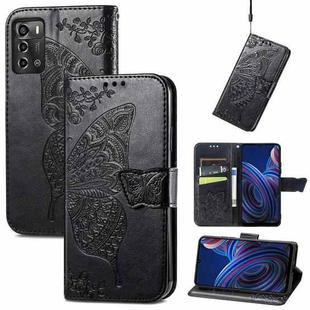 For ZTE Blade A72 4G Butterfly Love Flower Embossed Leather Phone Case(Black)