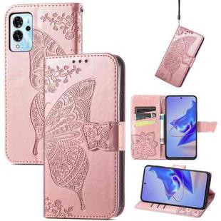For ZTE Blade V40 Pro Butterfly Love Flower Embossed Leather Phone Case(Rose Gold)