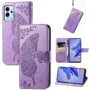 For ZTE Blade V40 Pro Butterfly Love Flower Embossed Leather Phone Case(Lavender)