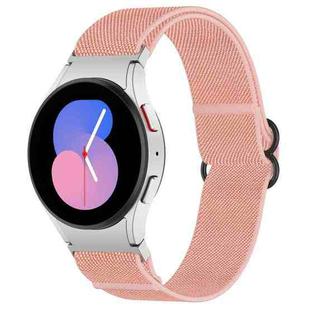 For Samsung Galaxy Watch 5 44mm Nylon Stretch Black Buckle Watch Band(Pink)
