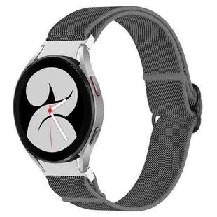 For Samsung Galaxy Watch 4 44mm Nylon Stretch Black Buckle Watch Band(Grey)