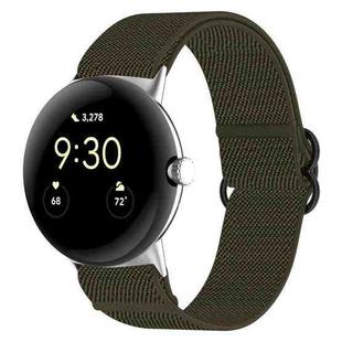 For Google Pixel Watch Nylon Stretch Black Buckle Watch Band(Green)