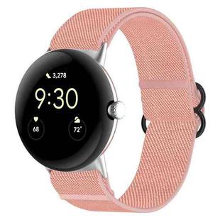 For Google Pixel Watch Nylon Stretch Black Buckle Watch Band(Pink)