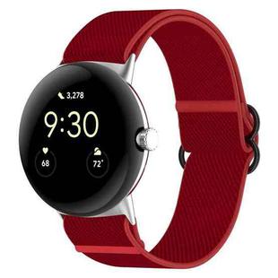 For Google Pixel Watch Nylon Stretch Black Buckle Watch Band(Red)