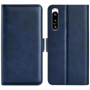For Sony Xperia 5 IV Dual-side Magnetic Buckle Horizontal Flip Leather Phone Case(Dark Blue)