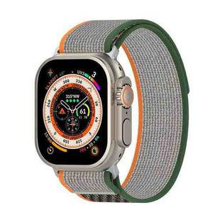 Double Color Nylon Hook and Loop Fastener Watch Band For Apple Watch Ultra 49mm(Orange+Army green)