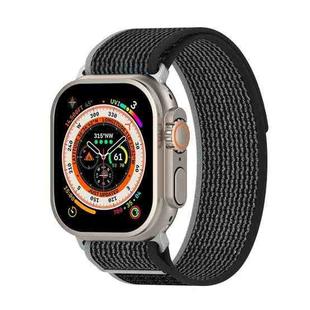 Double Color Nylon Hook and Loop Fastener Watch Band For Apple Watch Ultra 49mm(Black+Grey)