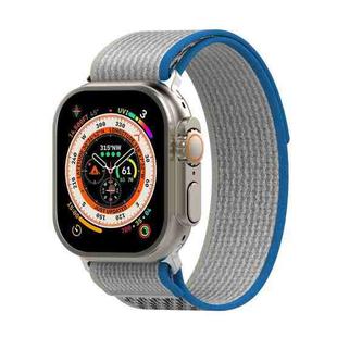 Double Color Nylon Hook and Loop Fastener Watch Band For Apple Watch Ultra 49mm(Blue+Grey)