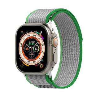 Double Color Nylon Hook and Loop Fastener Watch Band For Apple Watch Ultra 49mm(Green+Dark Green)