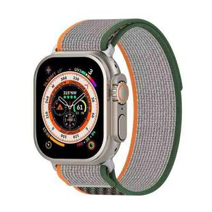 Double Color Nylon Hook and Loop Fastener Watch Band For Apple Watch Series 8&7 45mm / SE 2&6&SE&5&4 44mm / 3&2&1 42mm(Orange+Army green)