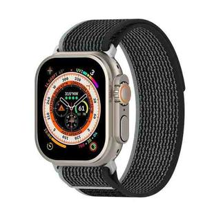 Double Color Nylon Hook and Loop Fastener Watch Band For Apple Watch Series 8&7 45mm / SE 2&6&SE&5&4 44mm / 3&2&1 42mm(Black+Grey)