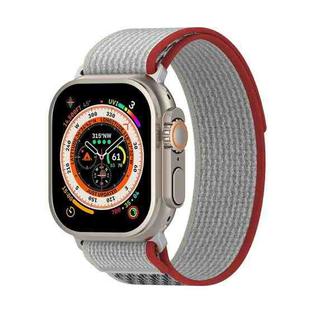 Double Color Nylon Hook and Loop Fastener Watch Band For Apple Watch Series 8&7 45mm / SE 2&6&SE&5&4 44mm / 3&2&1 42mm(Red+White)